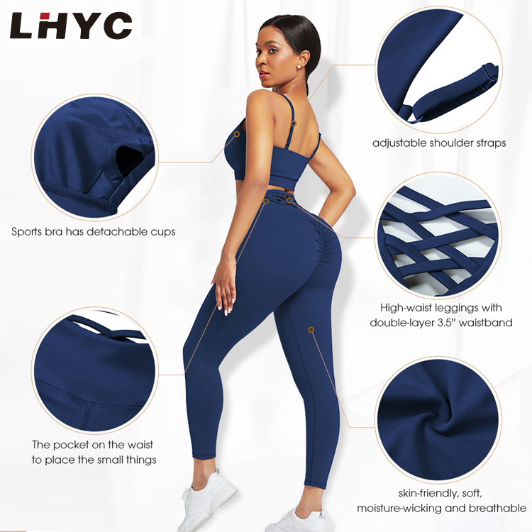 New Fashion comfortable fabric 3 Piece Yoga Pants Set hooded Elasticity Sport Wear Logo
