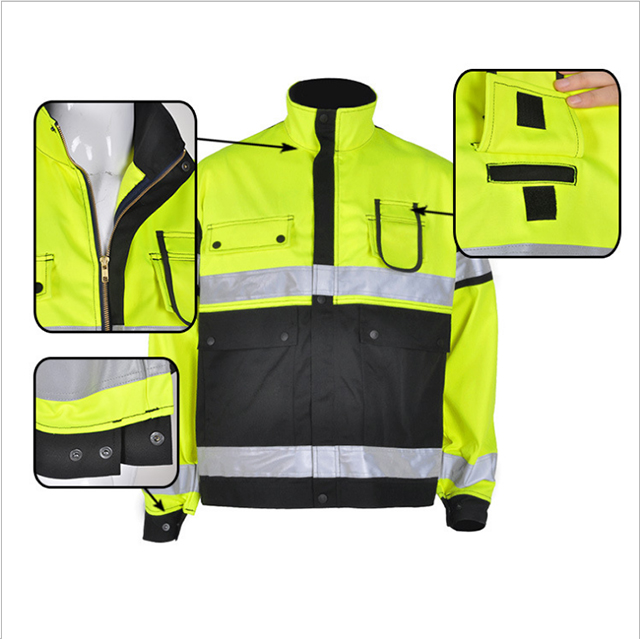 Wholesale Fluorescent green jacket High visibility Safety traffic uniform waterproof workwear