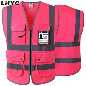 Safety High Visibility Zipper Front Safety Vest With Reflective Strips