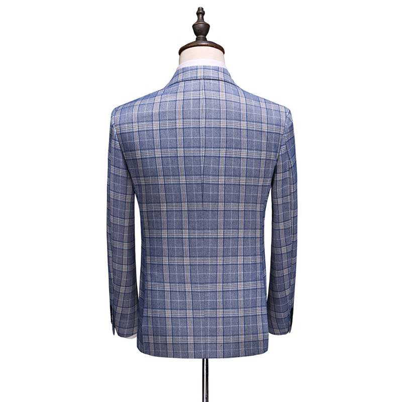 Fashion checkered suit high-end fabric high-end suit double-breasted suit