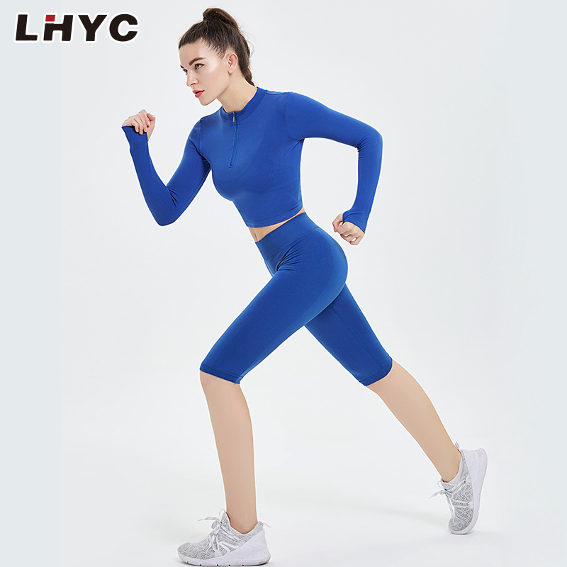  Wholesale gym fitness wear yoga fitness suit woman sports running slim clothes 