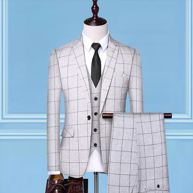 High-end custom style New recreational Business chequered Men's formal suit set Slim fit Design for men