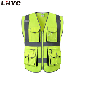 Factory Outlet Glow Black Mesh Safety Vest With Pockets