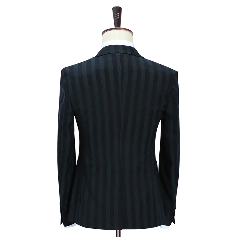 Fashion trends Broad green stripe Slim fit 3pieces business suit