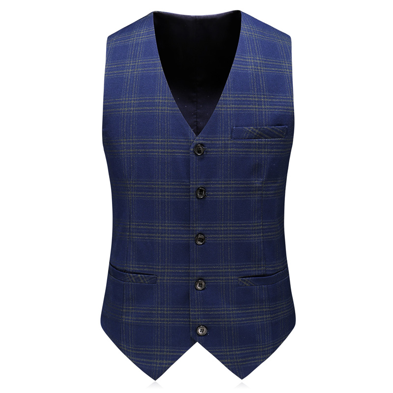 New arrival High quality blue checked suit solid wool pinstripe suit Office uniform Wedding