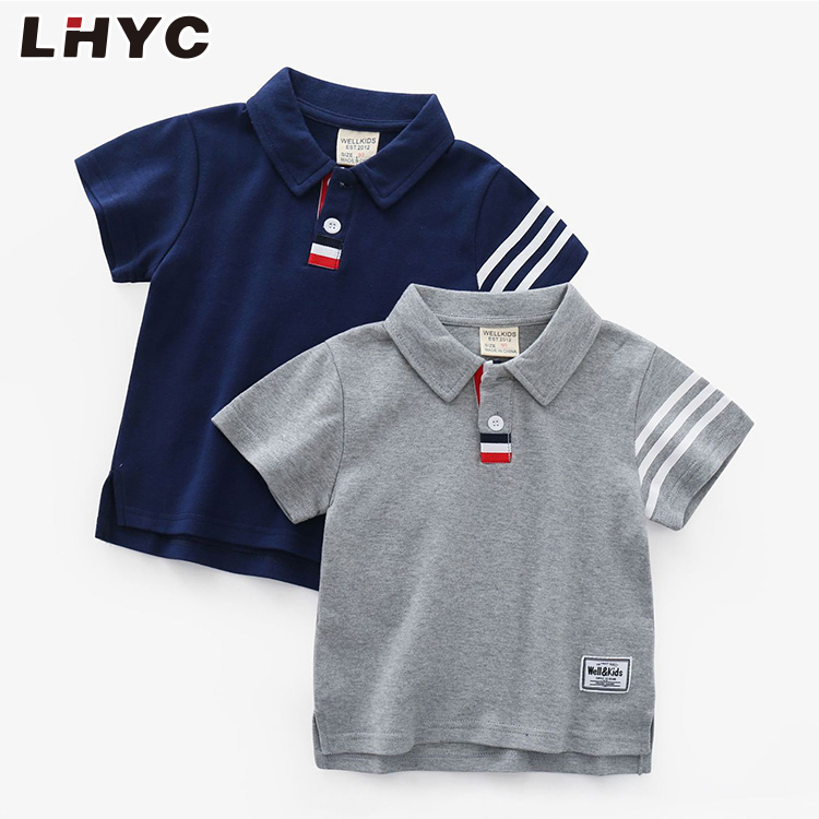 Custom Logo Summer Breathable Kids Polo Shirt 100% Cotton Boy Short Sleeve T-Shirt
