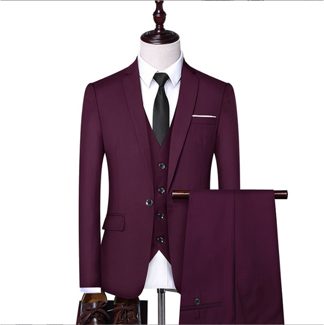Hot Fashion Slim Fit Blazer 3 Pcs Two-piece Set Wedding Formal Men's Suit