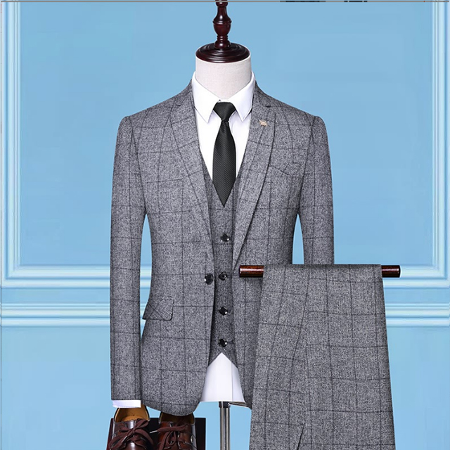 High-end custom style New recreational Business chequered Men's formal suit set Slim fit Design for men