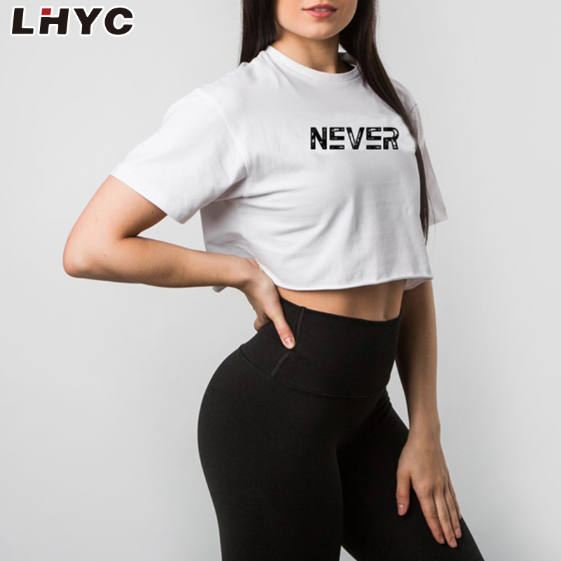 Hot sale Sports T-Shirt for Women The letter printing relax fitness short t-shirt For Girls