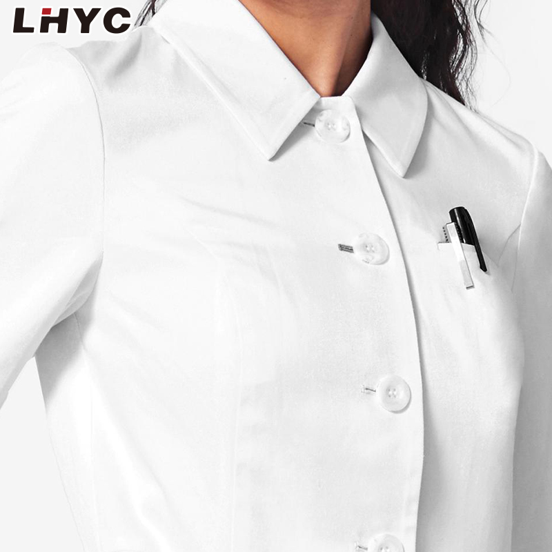 Customized Factory Clinic Dental Doctor Nurse Uniforms Medical White Lab Coat