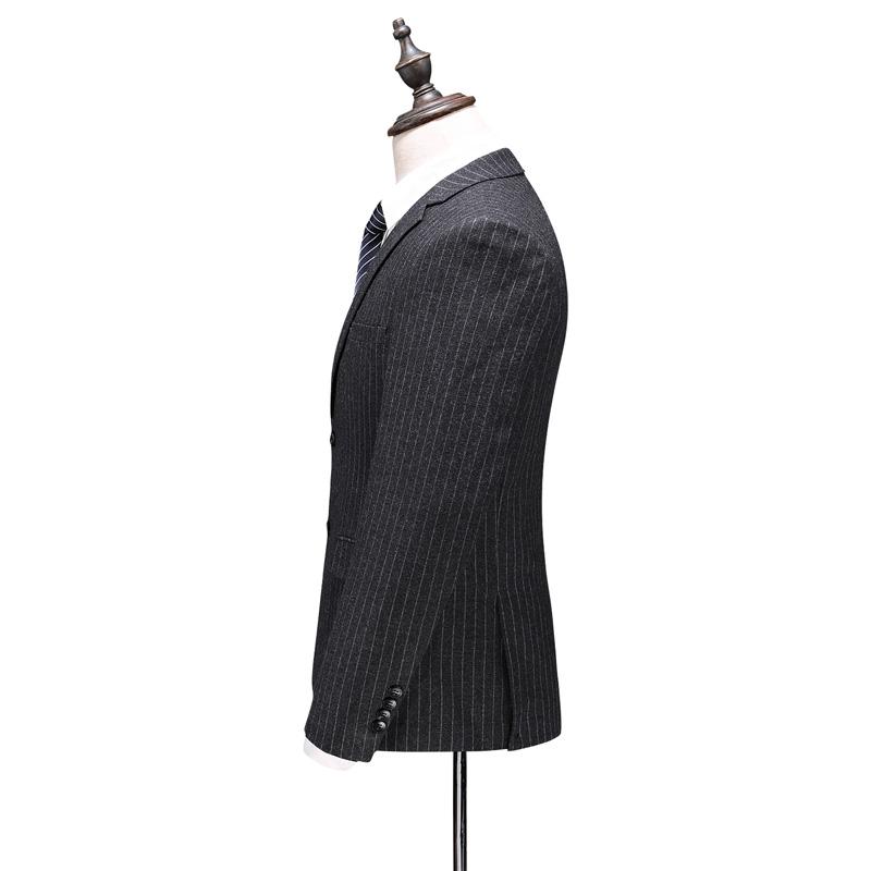 New design high quality black pinstripe suit curved suit wedding
