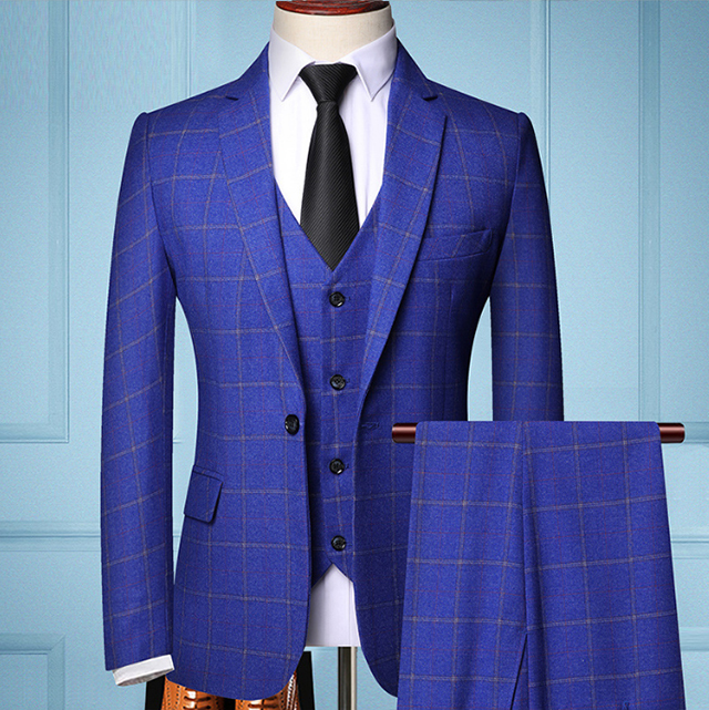Three pieces luxury office suits Men's wedding formal wear standard size suits Business suits