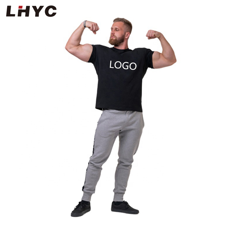 Gym Big And Tall T-shirts Men Plain T shirts Black Workout Plus Size Crew Neck For Man