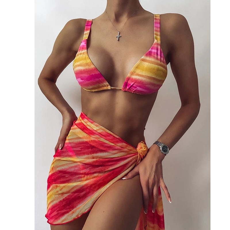  Women Hot Leopard Bikini Cover Up Dress Swim Bathing Suit 3pcs Beach Wear Swimwear