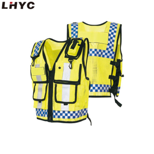 Traffic Police Security Guard Reflective Road Safety Vest with Pocket Adjust