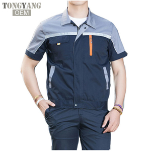 Summer Reflective Thin Work Clothing Sets Suits short Sleeve Working Factory Uniforms