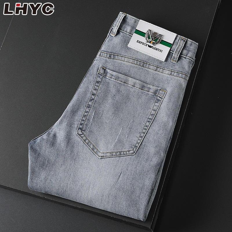 Wholesale High Quality Men's Jeans Stretch Denim Trousers Slim Wild Elastic Straight Casual Men Jeans