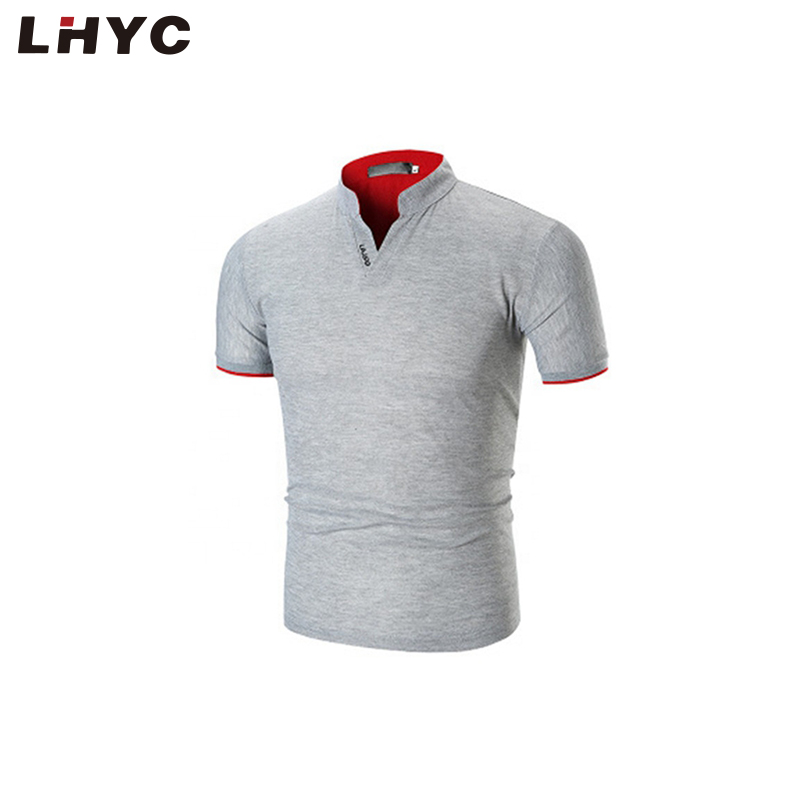 Men's Slim Solid Color Stand Collar Polo T-shirt Men Color Casual T-shirts For Men