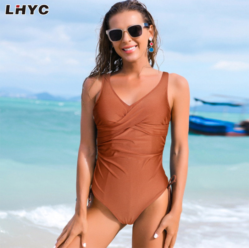 Factory direct 2022 New Solid Color Cross One piece Swimsuit Bikini Set