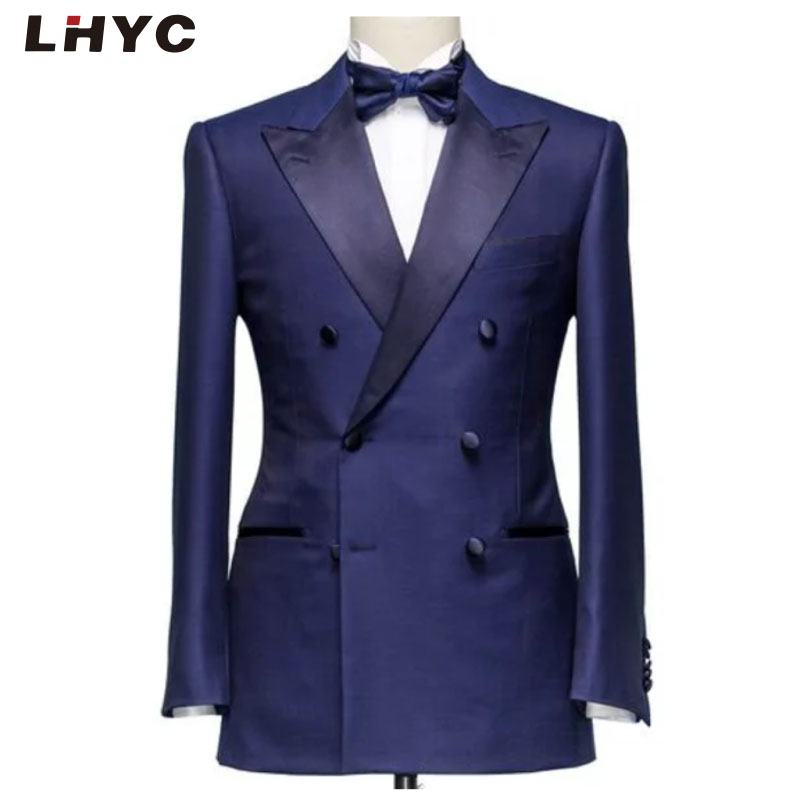 Made to Measure Tailor Handmade Satin Lapel Business Suit Double Breasted Suit Men