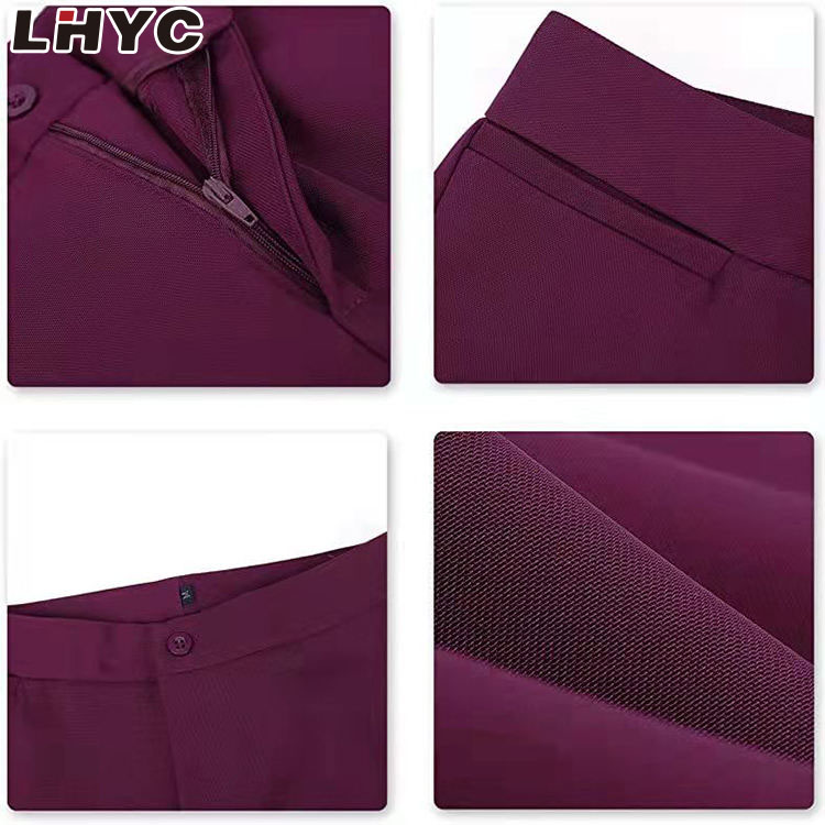 Purple Double Breasted 2 Pieces Trouser Business Women's Pant Suits
