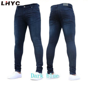 Wholesale Custom Logo Straight Mens Skinny Mid-waist Elastic Denim Pants Trouser Slim Jeans