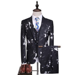 New arrival fashion printed black printed suit Custom suits 