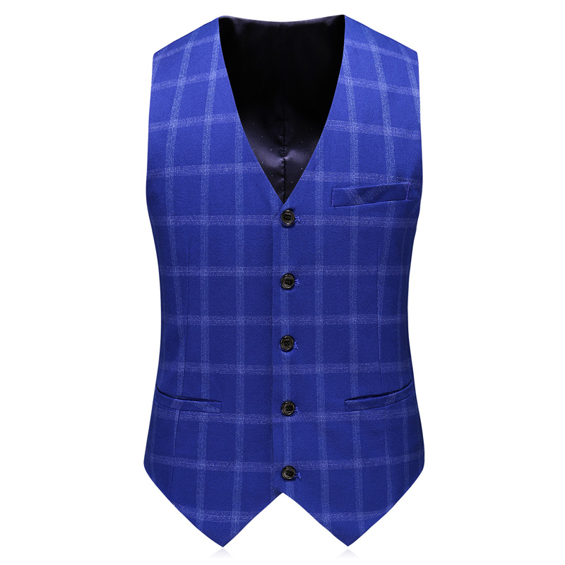 Factory direct supply royal blue checkered suit slim suit Wedding