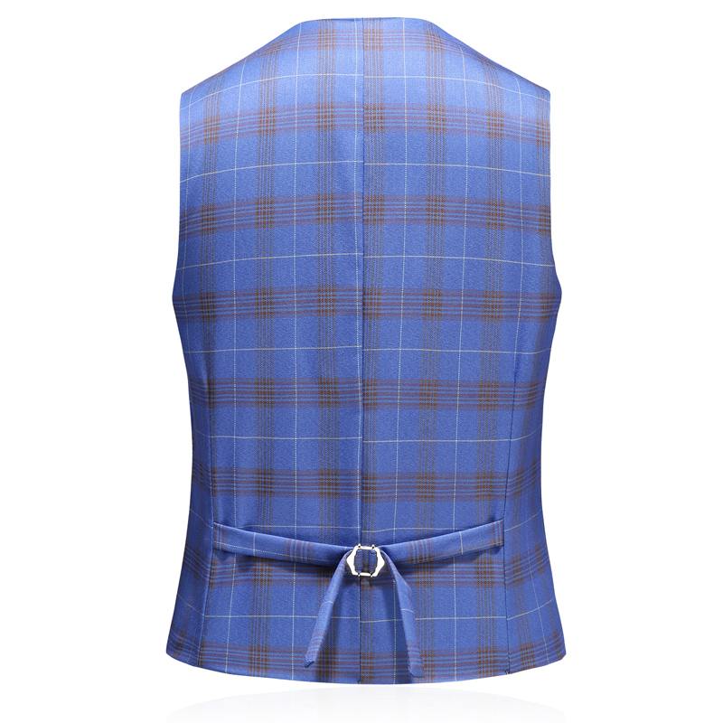 100% wool blue chequered pattern double breasted men's suit