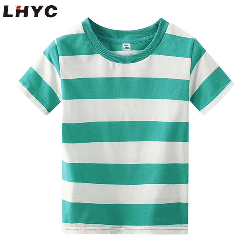 100% Cotton Children Clothing Short Sleeve Boys T shirts Kids Striped Crew Neck T-shirts