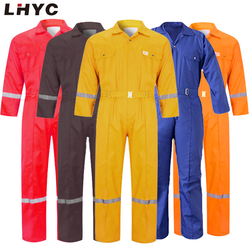 Safety Coverall Custom Logo Construction Workers High Visibility Reflective Cotton Overall for Factory