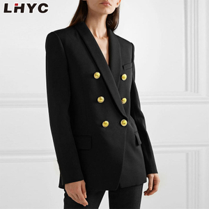 Customized sexy ladies black business worsted suits coat autumn lady leather jacket women