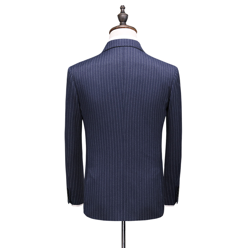 High quality China manufacture Grey and blue striped suit double breast 2pieces 