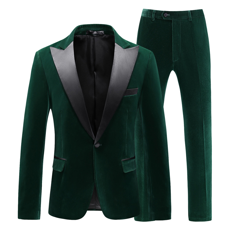 Fashionable new design suit velvet fabric Men's suit velvet fabric Advanced green Dark green suits