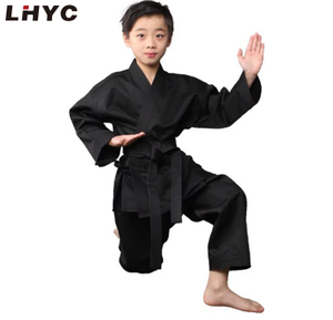 Black Kids Karate Uniform with Belt Martial arts wear Style Sets Sportswear Fabric