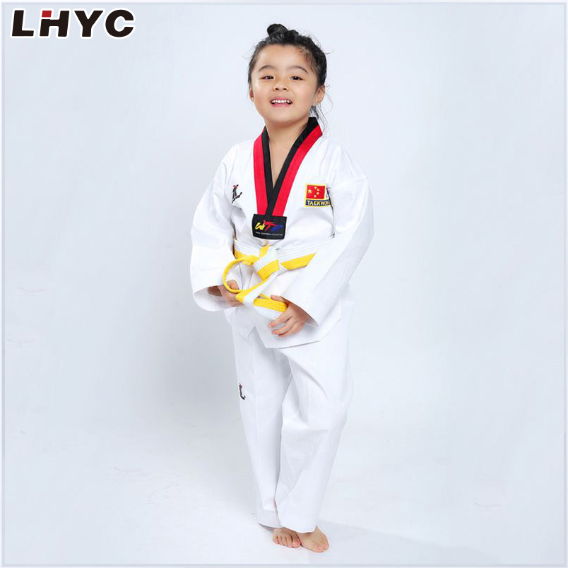 Breathable Polyester Cotton Taekwondo Uniforms Suits for Men Women Children