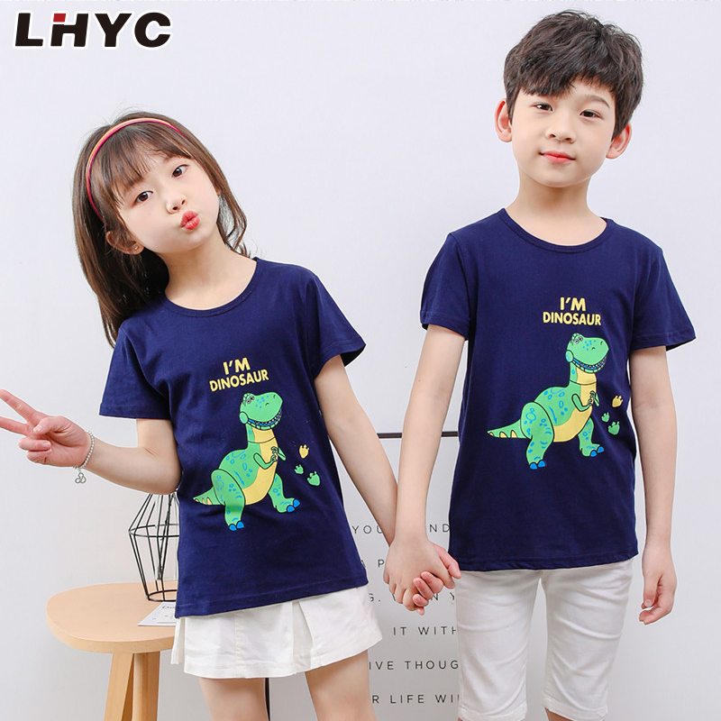 Cheap Wholesale 100% Cotton Cartoon Kids Boys Stylish T-shirt Dinosaur Design