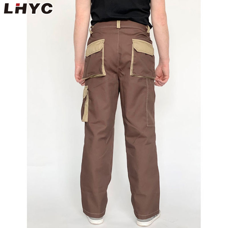 Working trousers with 2 main patch pockets, season-summer levers under belt men clothing