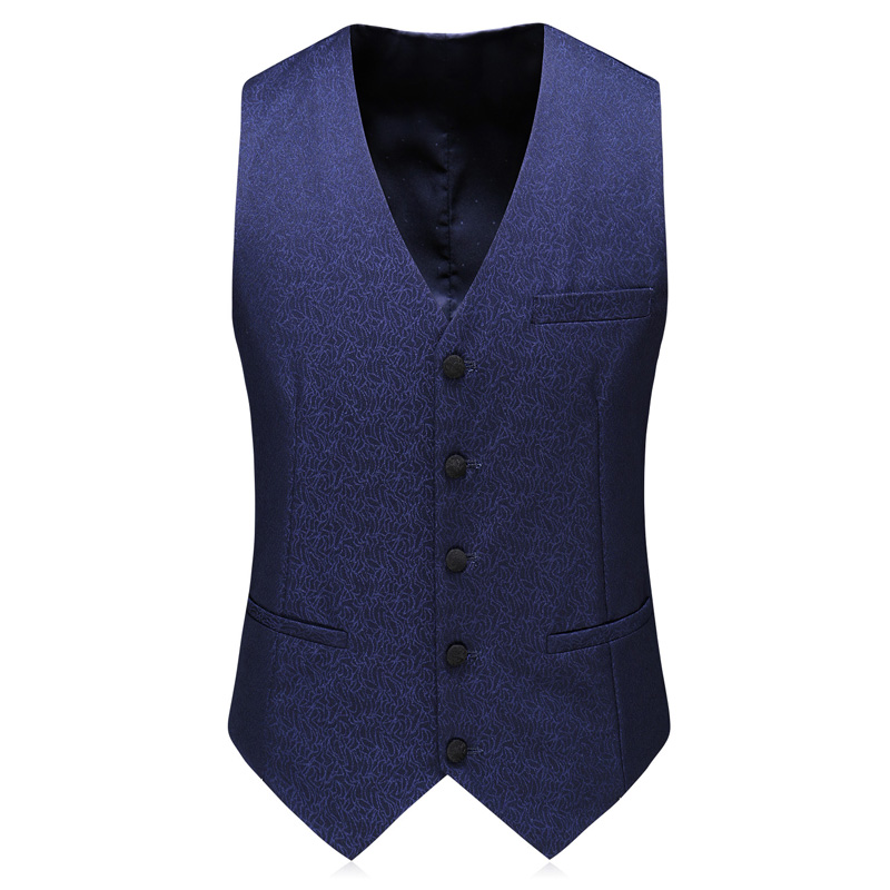 High-end custom made in China navy blue suit black lapel suit curve design men's suit