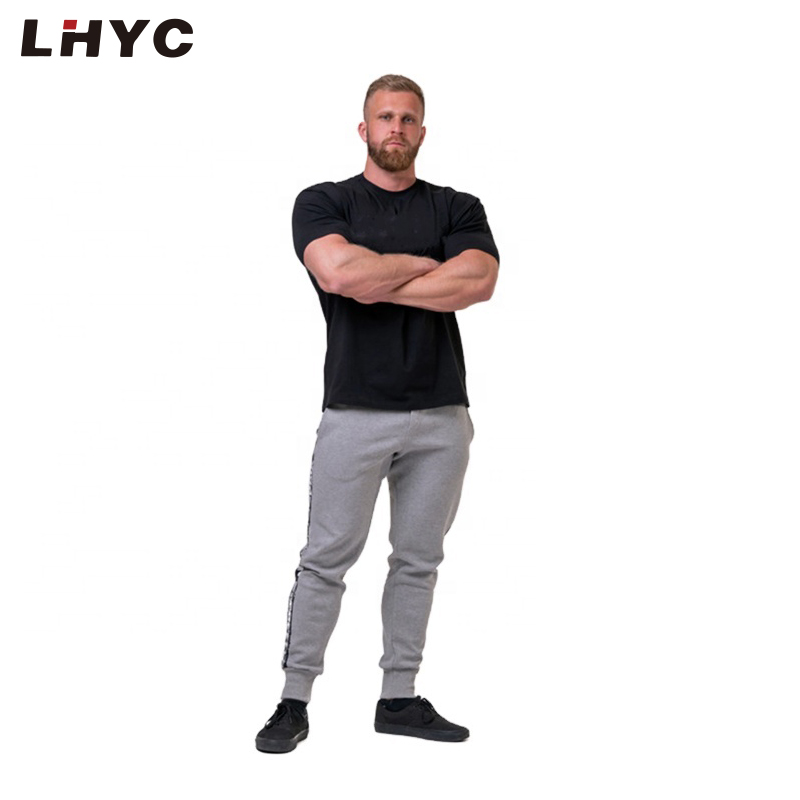 Gym Big And Tall T-shirts Men Plain T shirts Black Workout Plus Size Crew Neck For Man