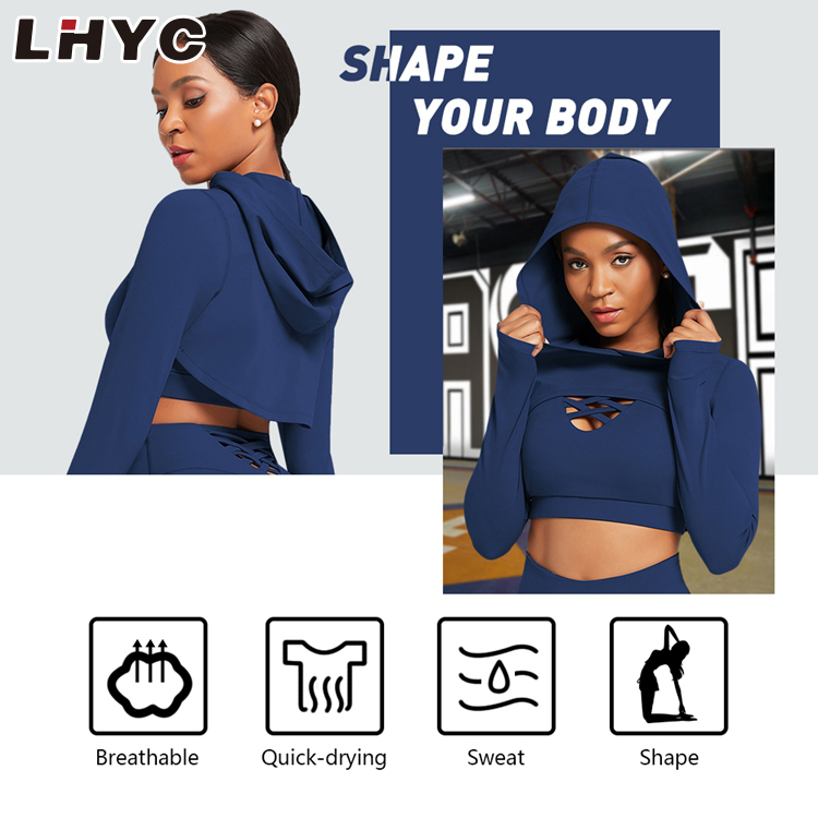 New Fashion comfortable fabric 3 Piece Yoga Pants Set hooded Elasticity Sport Wear Logo