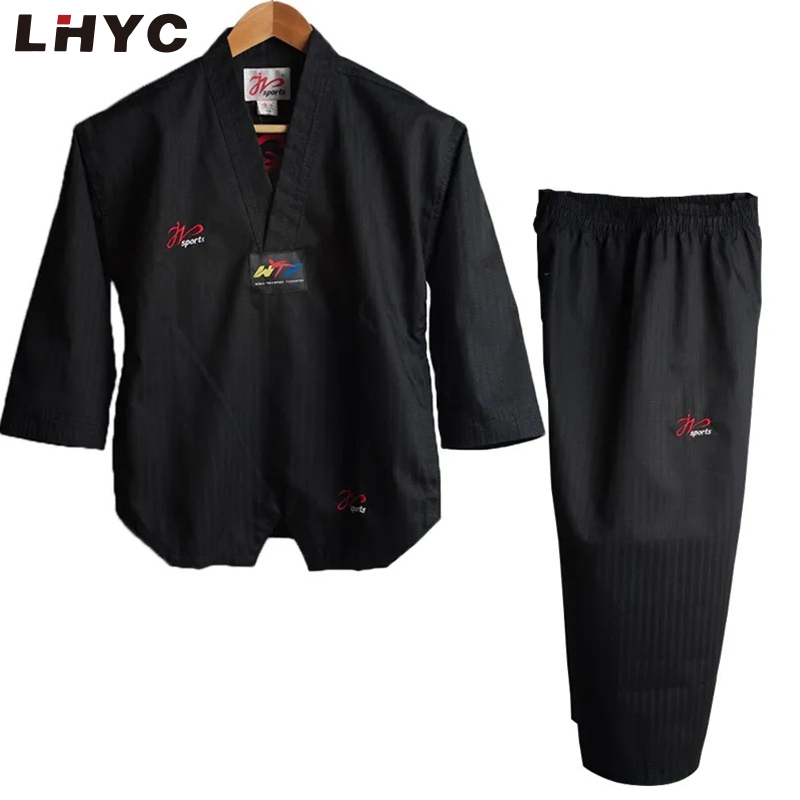 2022 Professional Black Karate Uniform Taekwondo Suit For Adult Children Kung Fu Training 