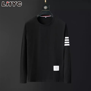 Factory manufactured long sleeves white and black stripped 100% cotton t-shirt for the casual wear
