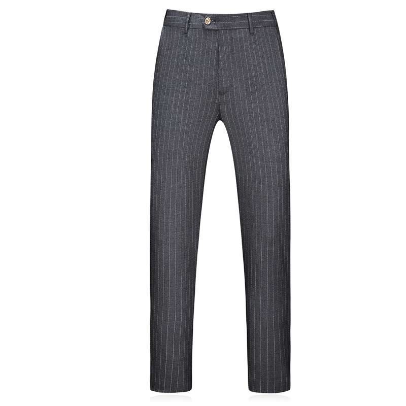 Stylish vertical stripe pattern dark grey premium grey double breasted suit