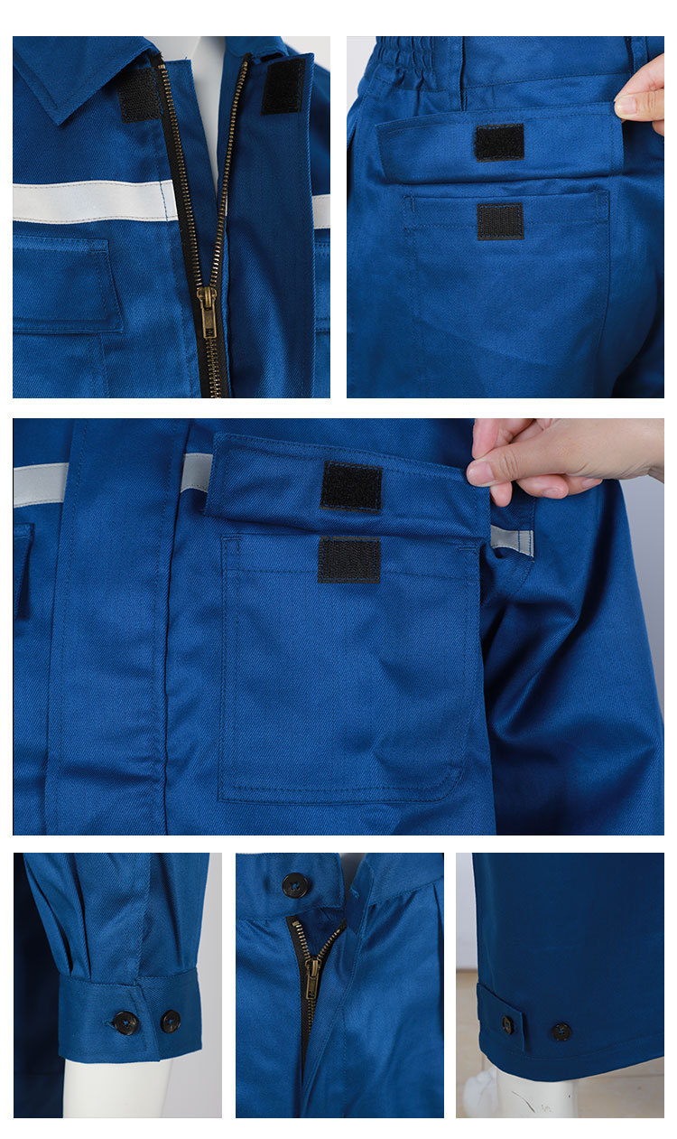 Suit jacket trousers blue and reflective stripe cotton uniforms workwear