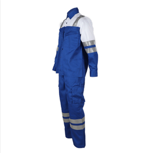 Factory supply wholesale split coverall 100% cotton anti static reflective tape for workers 
