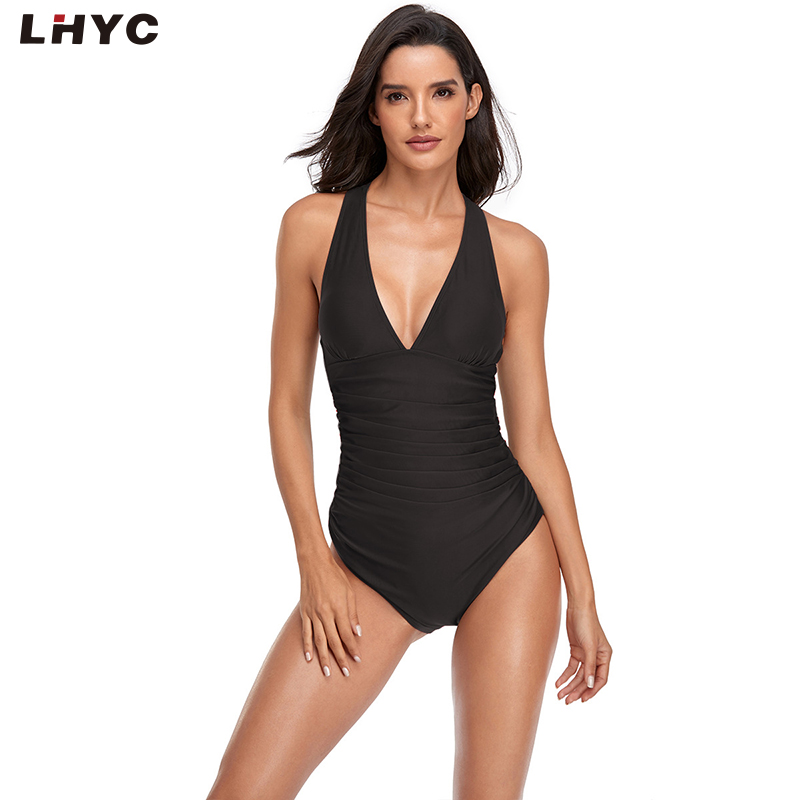 Triangle one-piece women's shoulder European and American sexy one-piece drape backless swimsuit