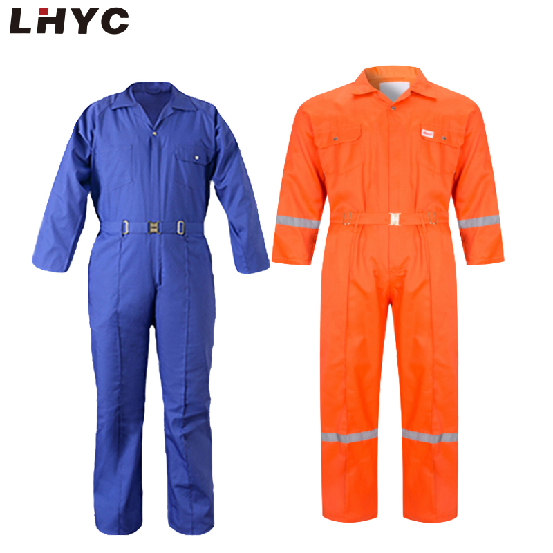 Safety Coverall Custom Logo Construction Workers High Visibility Reflective Cotton Overall for Factory