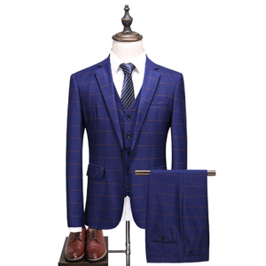 High quality manufacturers for blue suit chequered suit formal ball gentleman's suit