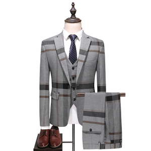 Business fashion Light grey with large stripes Single button Business suits